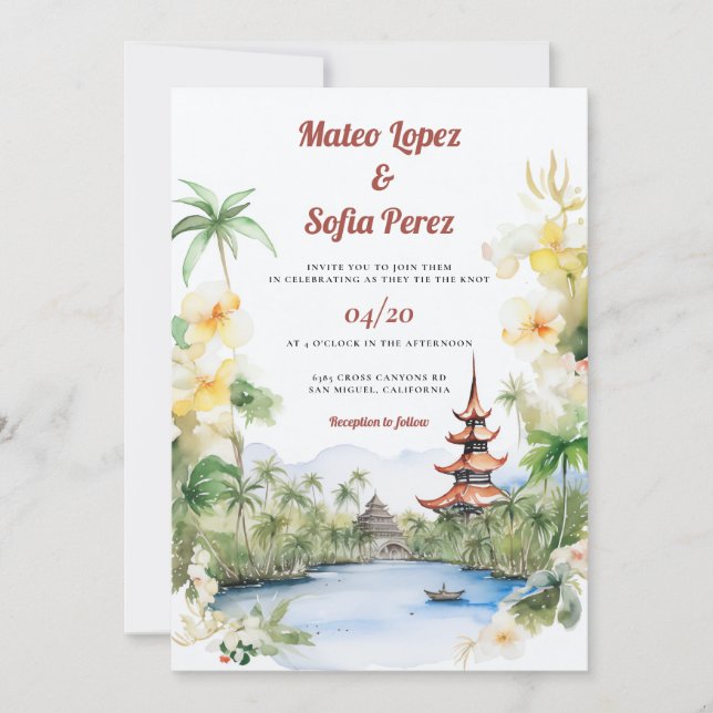 Invitación Boda de destino de Bali Indonesia Asia (Anverso)