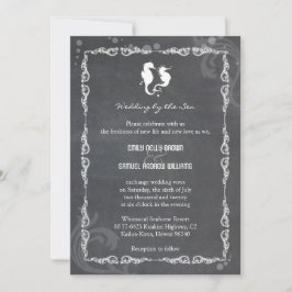 Invitación Boda de destino de Chalkboard SeaHorse