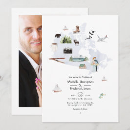 Invitación Boda de destino de color agua en Canadá
