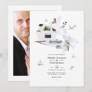 Invitación Boda de destino de color agua en Canadá