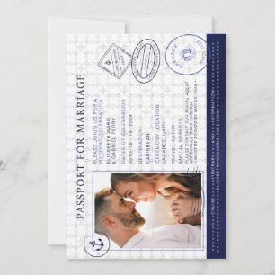 Invitación Boda de Destino de Crucero con Pasaporte Azul Mari