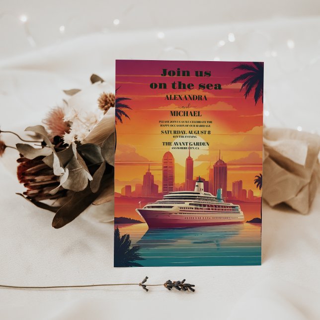 Invitación Boda de destino de cruceros tropicales (Subido por el creador)