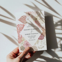 Invitación Boda de destino de follaje tropical pastoral