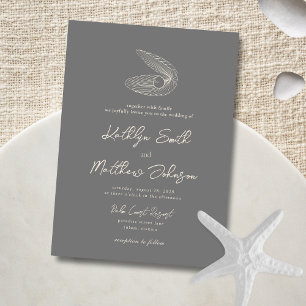 Invitación Boda de destino de la caparazón gris oscuro modern