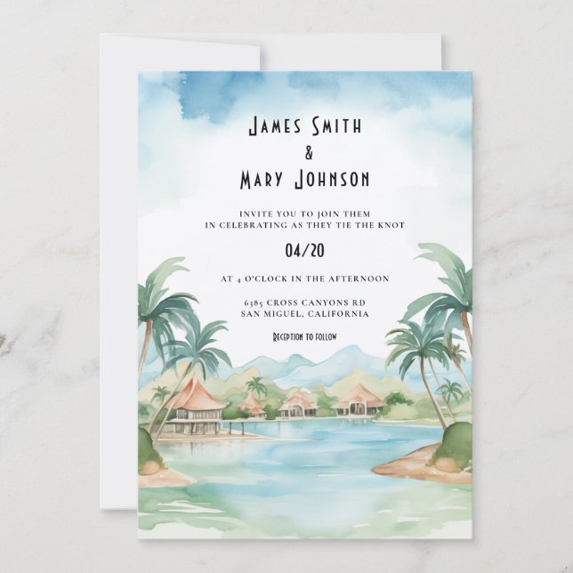 Invitación Boda de destino de la isla Fiyi (Anverso)