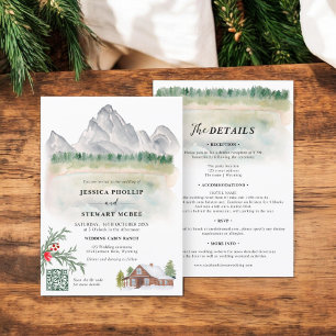 Invitación Boda de destino de la montaña rusa Wyoming