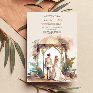 Invitación Boda de destino de la playa de acuarela caprichosa