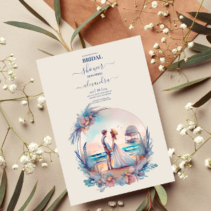 Invitación Boda de destino de la playa de acuarela caprichosa