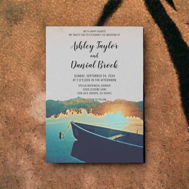 Invitación Boda de destino de la playa de barcos de pesca de  (Subido por el creador)