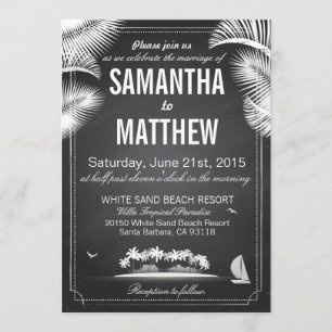 Invitación Boda de destino de la playa de Chalkboard Island