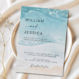 Invitación Boda de destino de la playa de verano acuarela