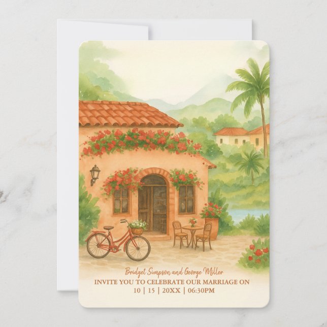 Invitación Boda de destino de la puesta de sol dorada del sur (Anverso)