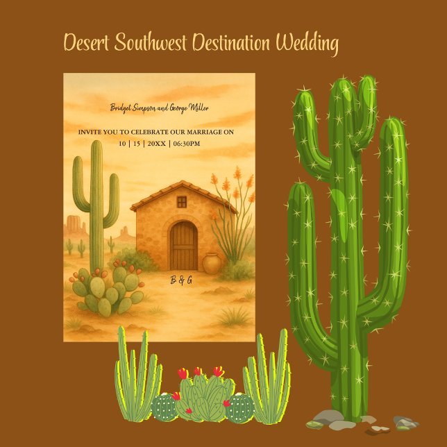 Invitación Boda de destino de la puesta de sol dorada del sur (Subido por el creador)