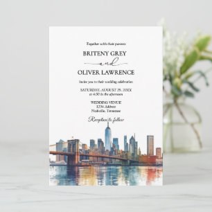 Invitación Boda de Destino de la Silueta de Nueva York en Acu