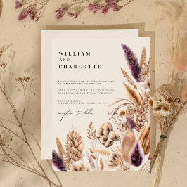 Invitación Boda de destino de la vegetación bohemia beige mau
