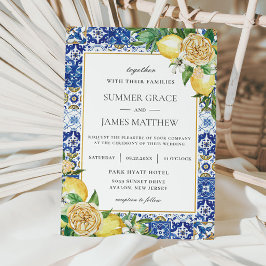 Invitación Boda de destino de la vegetación floral de limón d