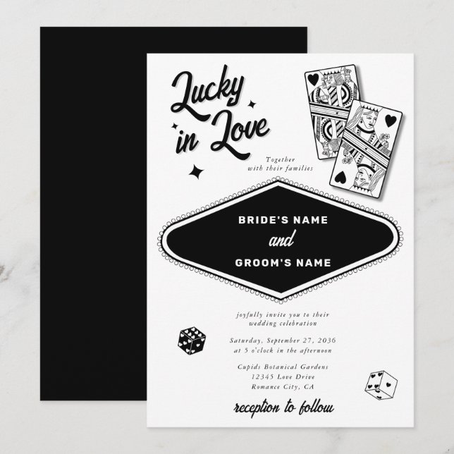 Invitación Boda de destino de Las Vegas: Lucky in Love (Anverso / Reverso)