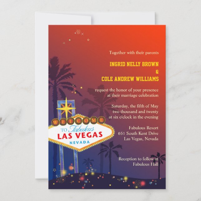 Invitación Boda de destino de Las Vegas Nevada (Anverso)