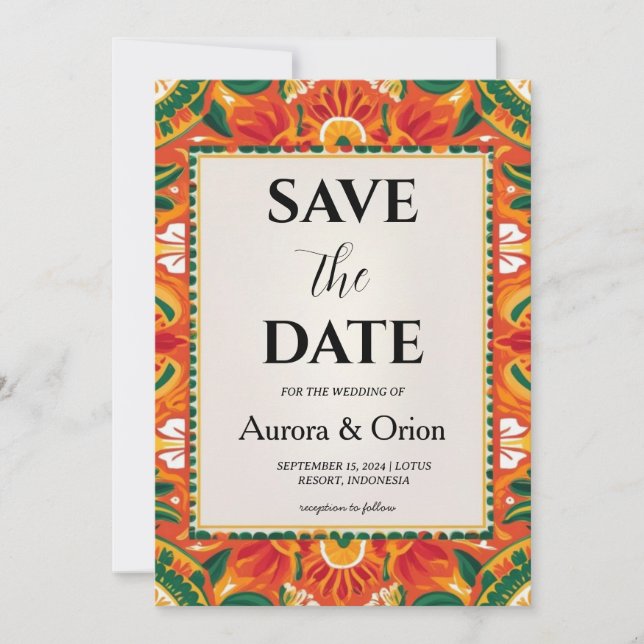 Invitación boda de destino de méxico, excepto las fechas (Anverso)