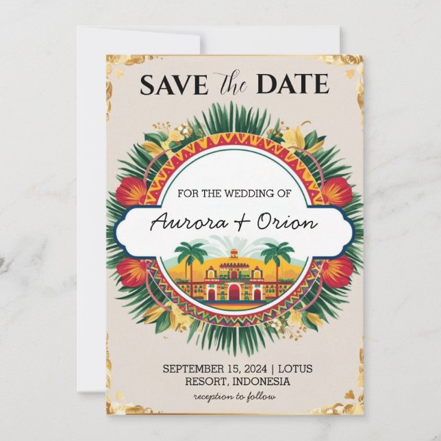 Invitación boda de destino de méxico, excepto las fechas (Anverso)