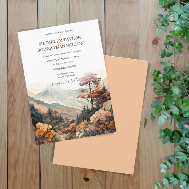 Invitación Boda de destino de montaña al aire libre de otoño  (Subido por el creador)