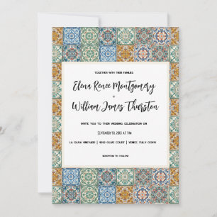 Invitación Boda de destino de mosaicos italianos