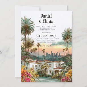 Invitación Boda de Destino de Paisaje Urbano de Los Ángeles a