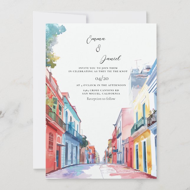 Invitación Boda de destino de paisajes de Buenos Aires (Anverso)