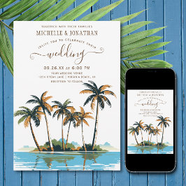 Invitación Boda de destino de Palm Trees Beach Tropical