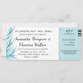 Invitación Boda de destino de palma verde de boleto RSVP