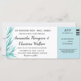 Invitación Boda de destino de palma verde de boleto RSVP