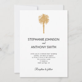 Invitación Boda de destino de palmeras de oro de playa tropic