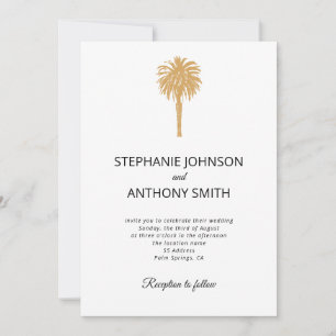 Invitación Boda de destino de palmeras de oro de playa tropic