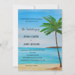 Invitación Boda de destino de palmeras de playa tropical