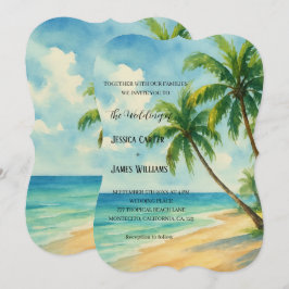 Invitación Boda de destino de palmeras de playa tropical