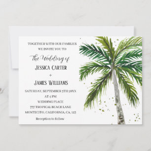 Invitación Boda de destino de palmeras de playa tropical
