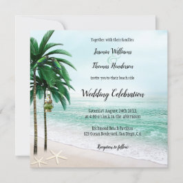 Invitación Boda de destino de palmeras de playa tropical