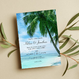 Invitación Boda de destino de palmeras oceánicas tropicales d