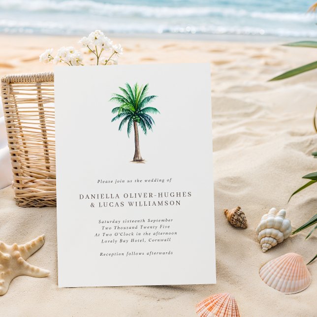 Invitación Boda de destino de palmeras tropicales simples (Subido por el creador)