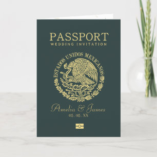 Invitación Boda de destino de pasaporte de México
