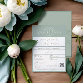 Invitación Boda de destino de pasaportes de embarque