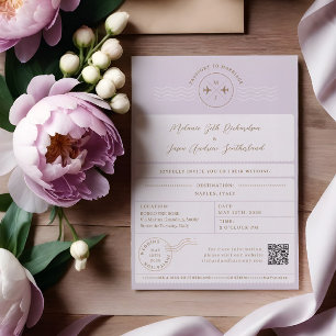 Invitación Boda de destino de pasaportes de embarque