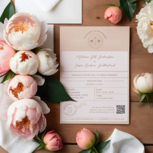 Invitación Boda de destino de pasaportes de embarque