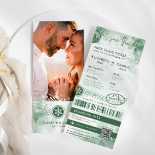 Invitación Boda de destino de pases de embarque de invierno