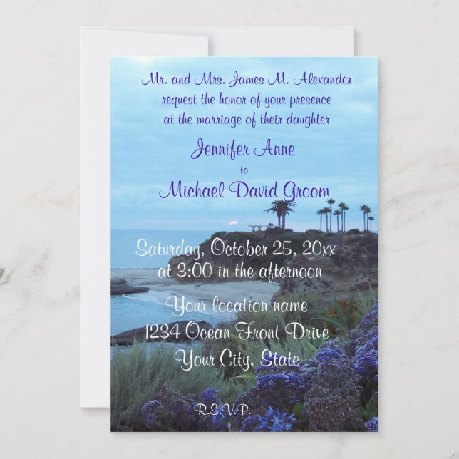 Invitación Boda de destino de playa (Anverso)