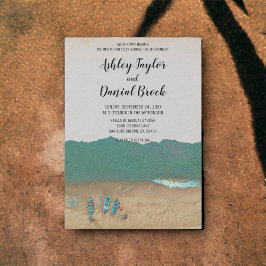 Invitación Boda de destino de playa costera de barcos de vint