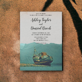 Invitación Boda de destino de playa costera de buques de époc