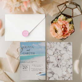 Invitación Boda de destino de playa de color agua