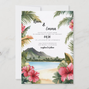 Invitación Boda de destino de playa hawaiana tropical