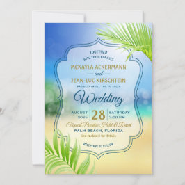 Invitación Boda de destino de playa Hoja de árbol de palmeras